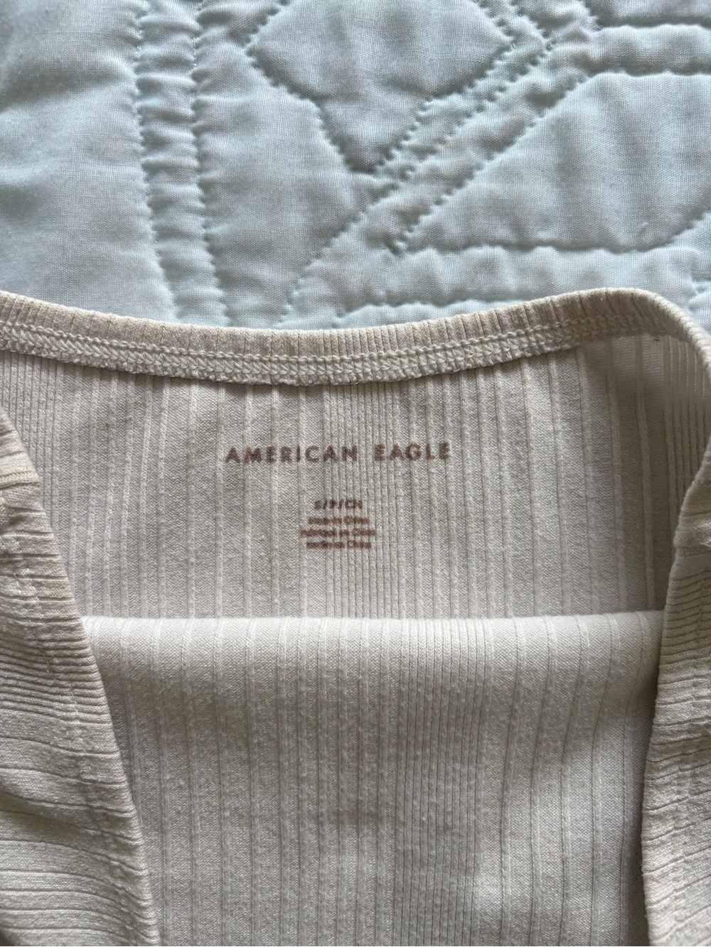 American Eagle Outfitters Cream Ribbed Tube Top